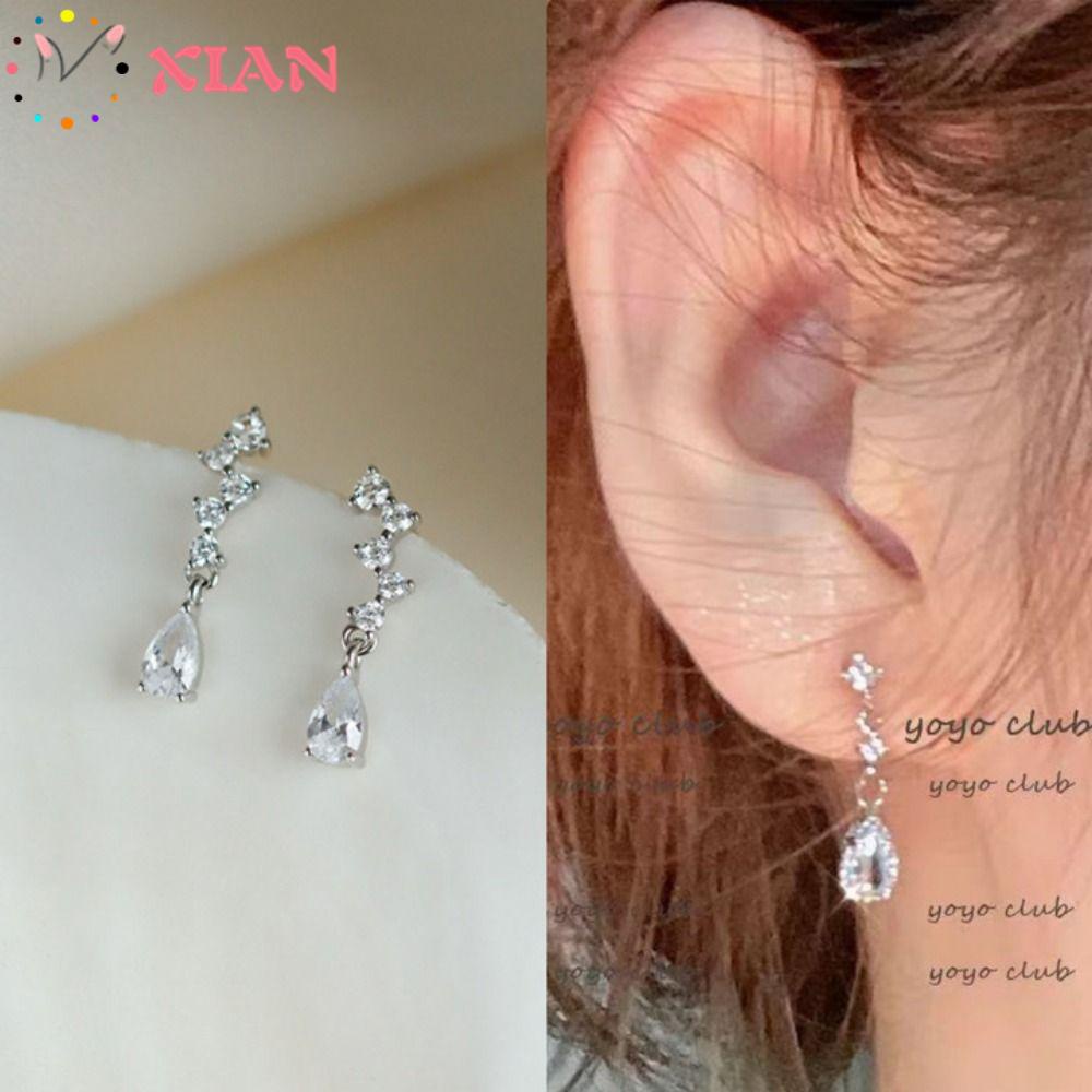 Khuyên Tai Tua Rua Hình Giọt Nước Đính Đá Lấp Lánh Thời Trang Mùa Hè