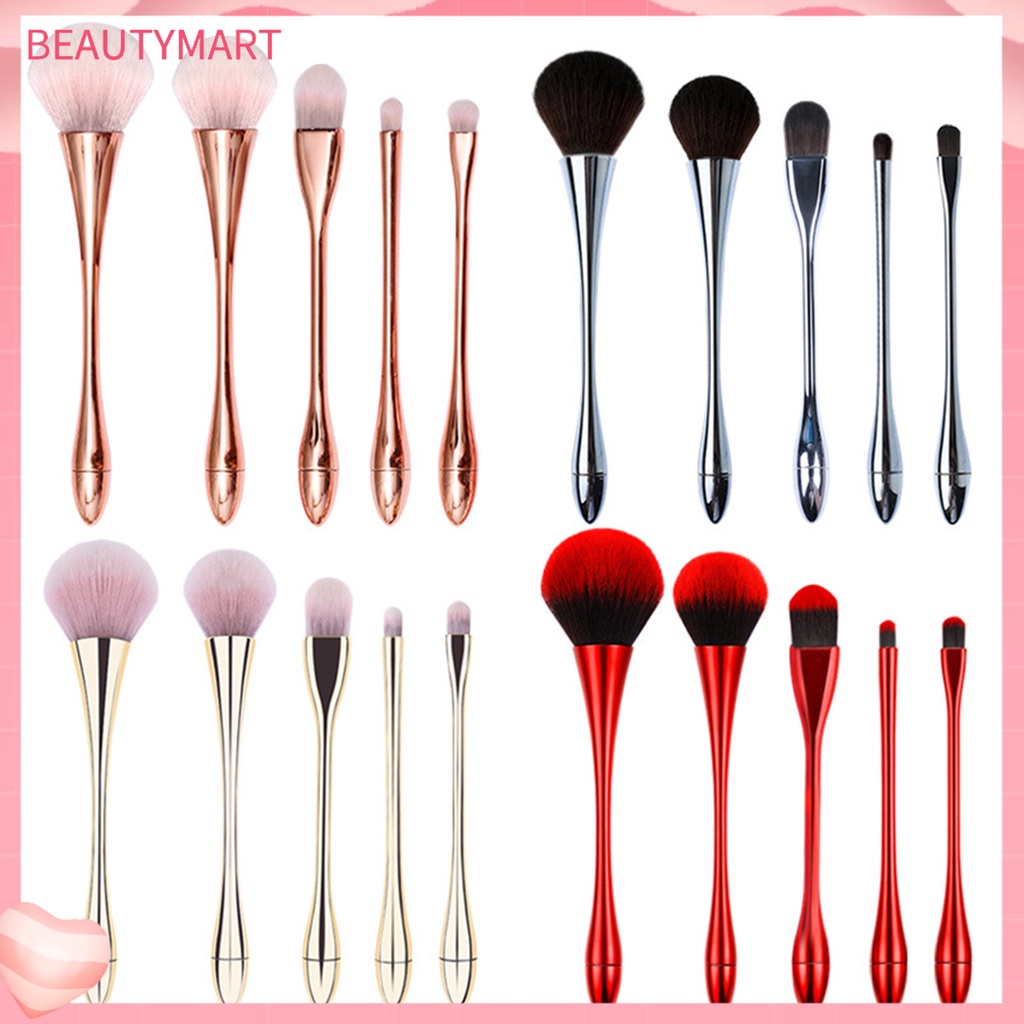 Set 5 Cọ Trang Điểm Thắt Lưng Bằng Nhựa Lông Mềm Mạ Điện Đa Năng