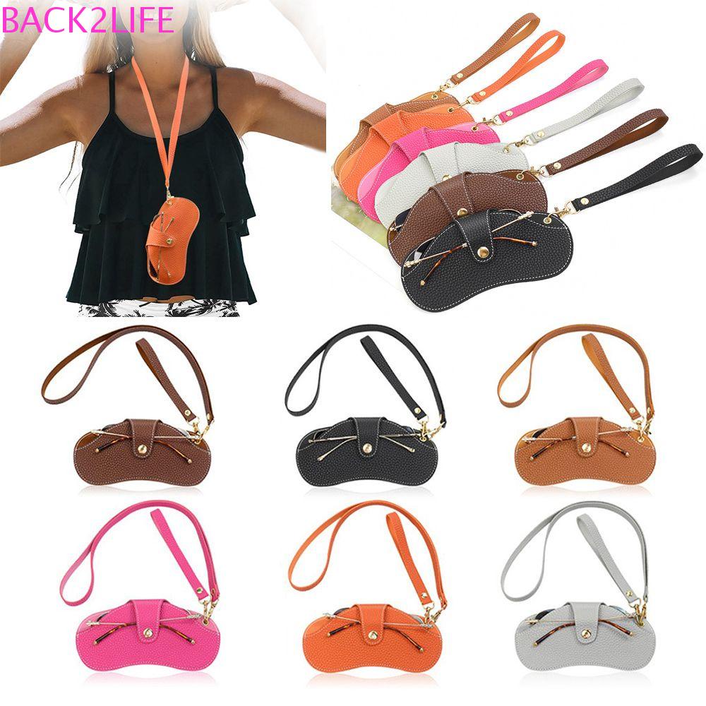 BACK2LIFE Hộp Đựng Mắt Kính Bằng Da PU Mềm Có Khóa Cài Phong Cách Retro