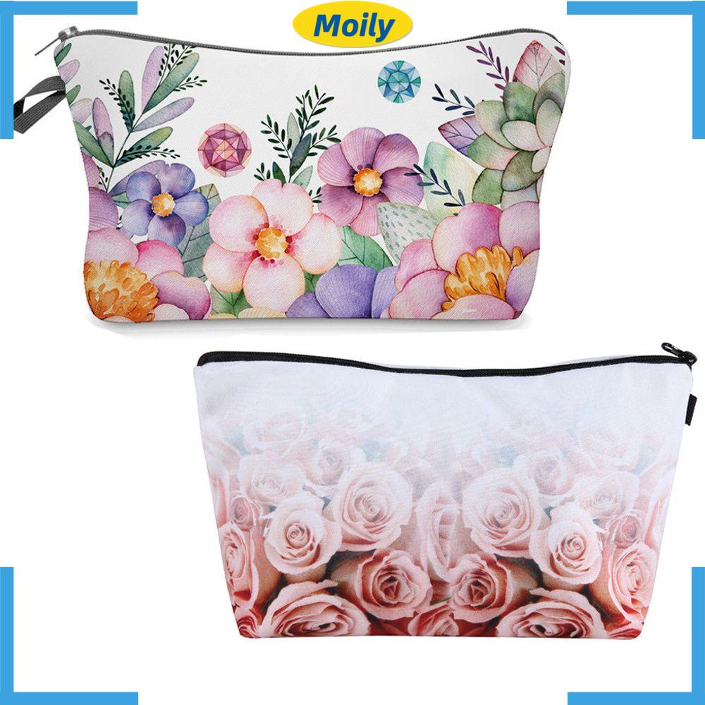MOILYVN Túi Đựng Mỹ Phẩm In Hoa Xinh Xắn Dành Cho Nữ Ốp