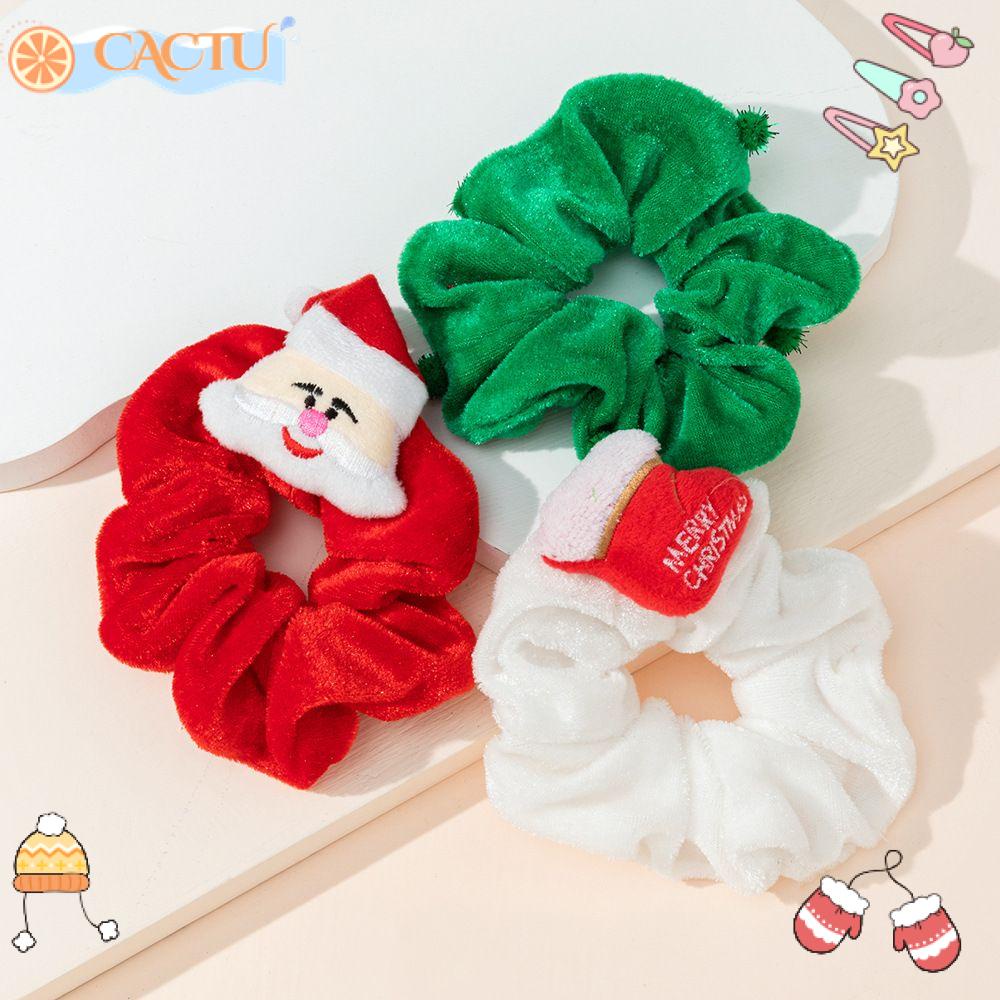 CACTU Dây Buộc Tóc Đuôi Ngựa Chất Liệu Nhung Phong Cách Giáng Sinh