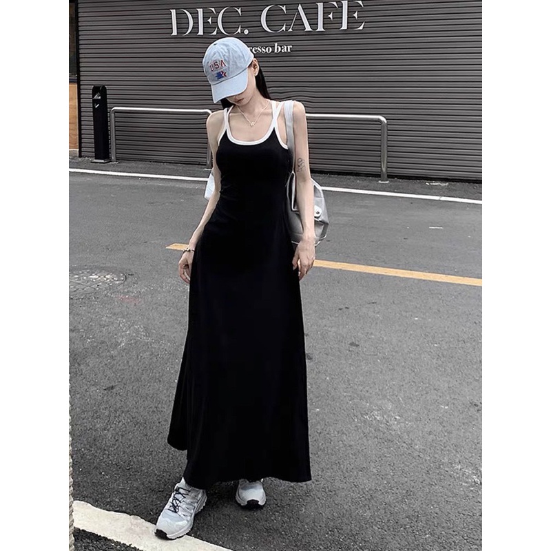 Đầm hai dây maxi chéo basic tôn dáng , đầm body xương cáGb alohashop91