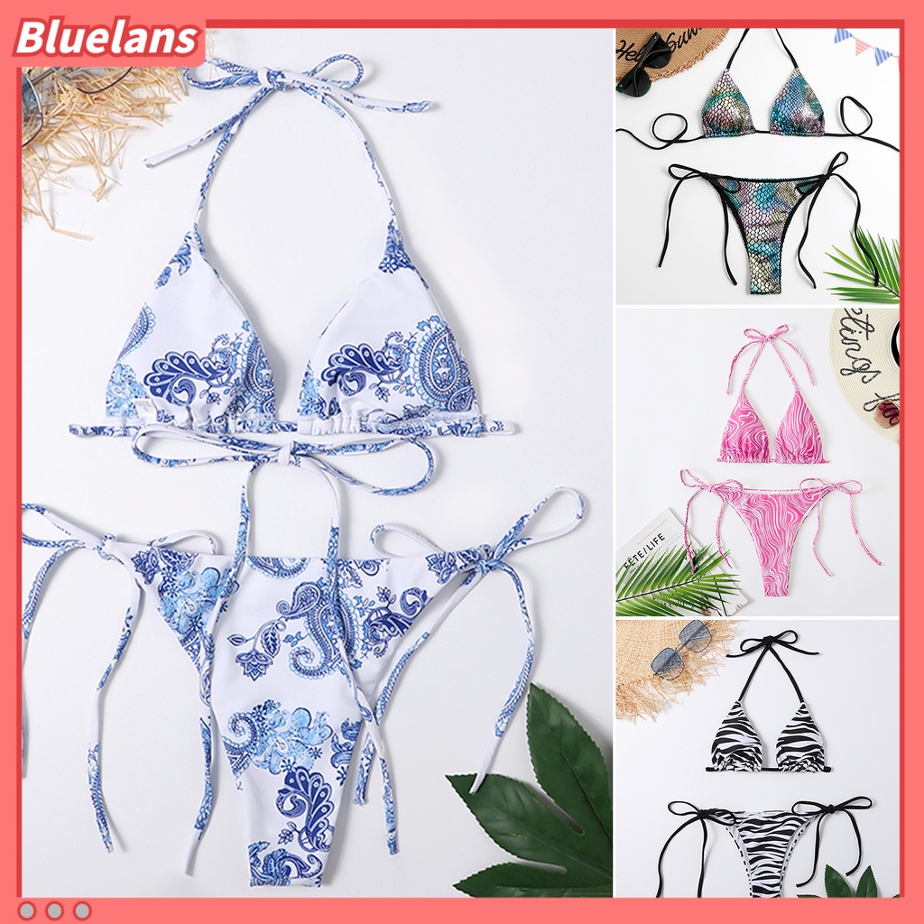 Bộ Bikini Họa Tiết Ngựa Vằn Có Dây Điều Chỉnh Nhanh Khô Quyến Rũ Cho Nữ