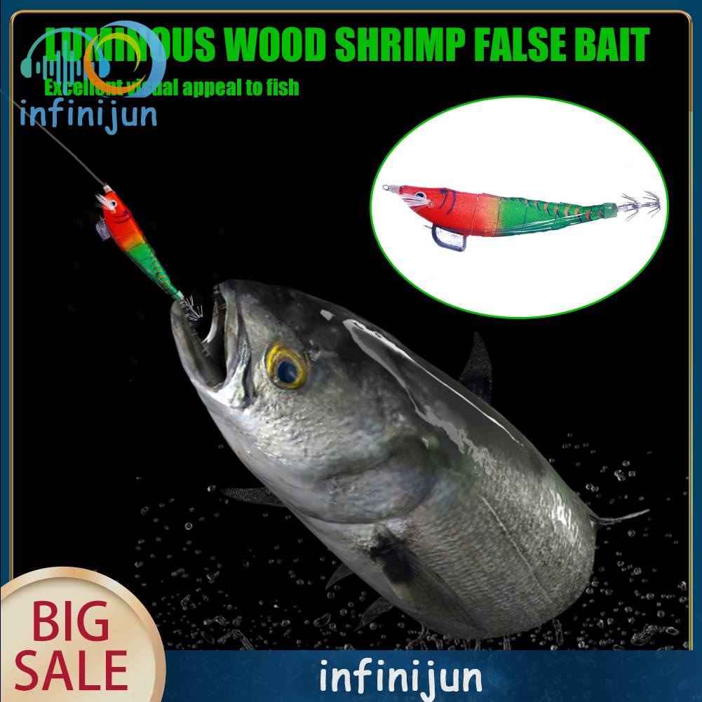 Mồi Câu Cá Giả Hình Tôm Bằng Gỗ Phát Quang Kích Thước 12cm 14.3g