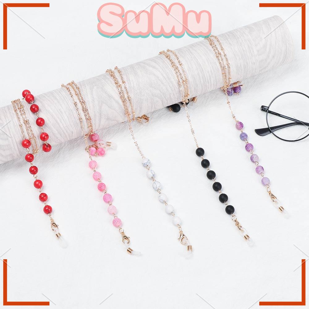 SUMU Dây Đeo Mắt Kính Đính Hạt Pha Lê Chống Trượt Thời Trang