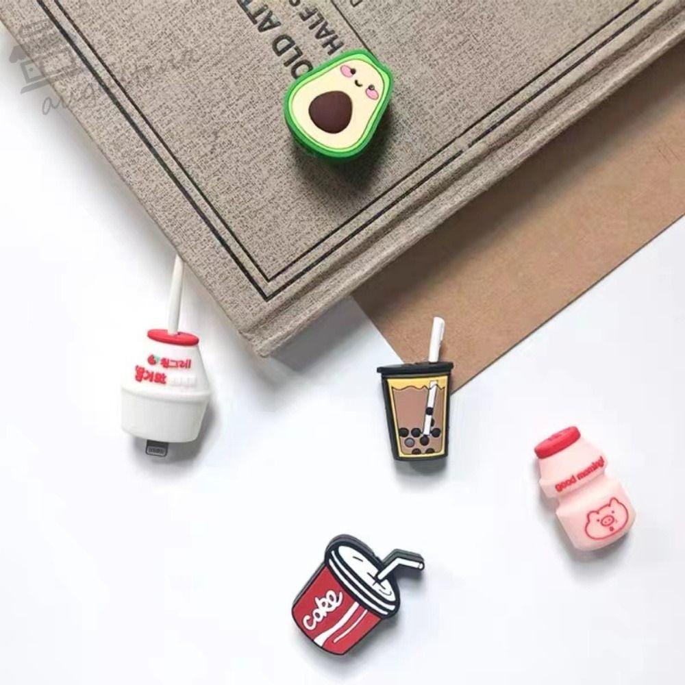 AUGUSTINA Phụ Kiện Bảo Vệ Dây Cáp Sạc Điện Thoại Bằng Silicon Hình Hoạt Hình Dễ Thương