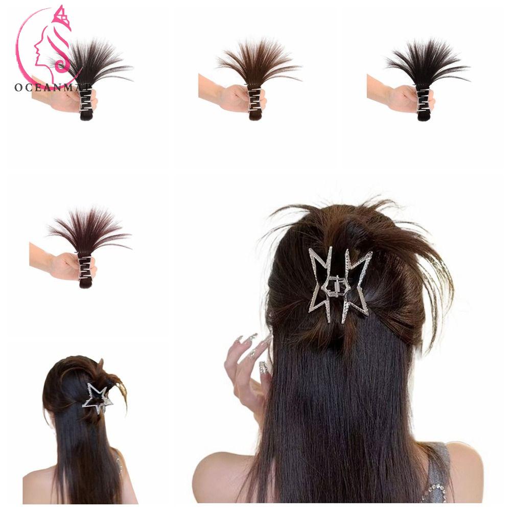 Búi Tóc Giả Bằng Sợi Chịu Nhiệt Tự Nhiên Hình Ngôi Sao Màu Nâu Thời Trang Dự Tiệc