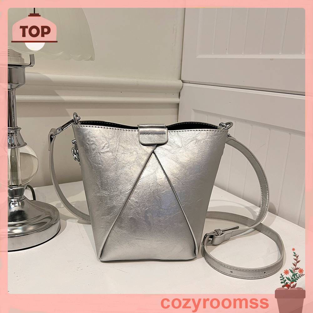 Túi Xách Da PU Phối Dây Xích Kim Loại Thoáng Khí Thời Trang Cho Nữ