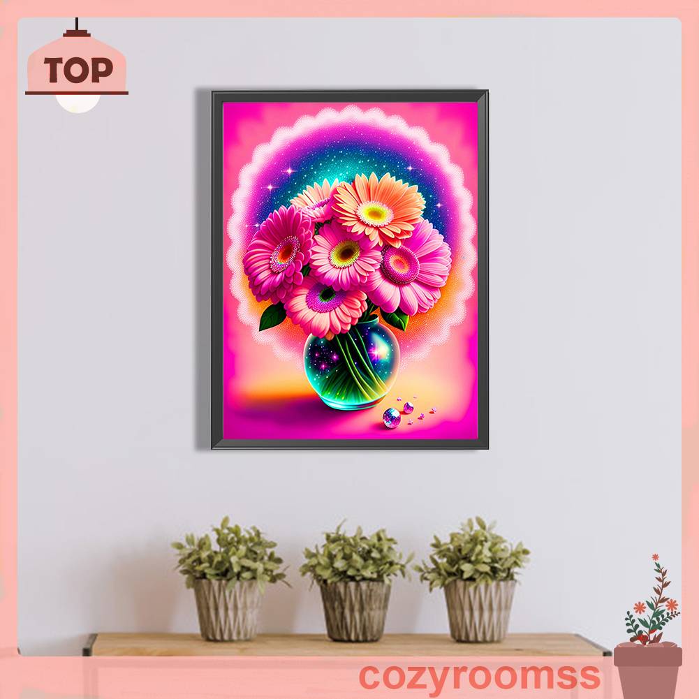 Tranh Đính Đá Kim Cương Toàn Bộ 5D DIY Hình Vẽ Hoa Trang Trí Nhà Cửa