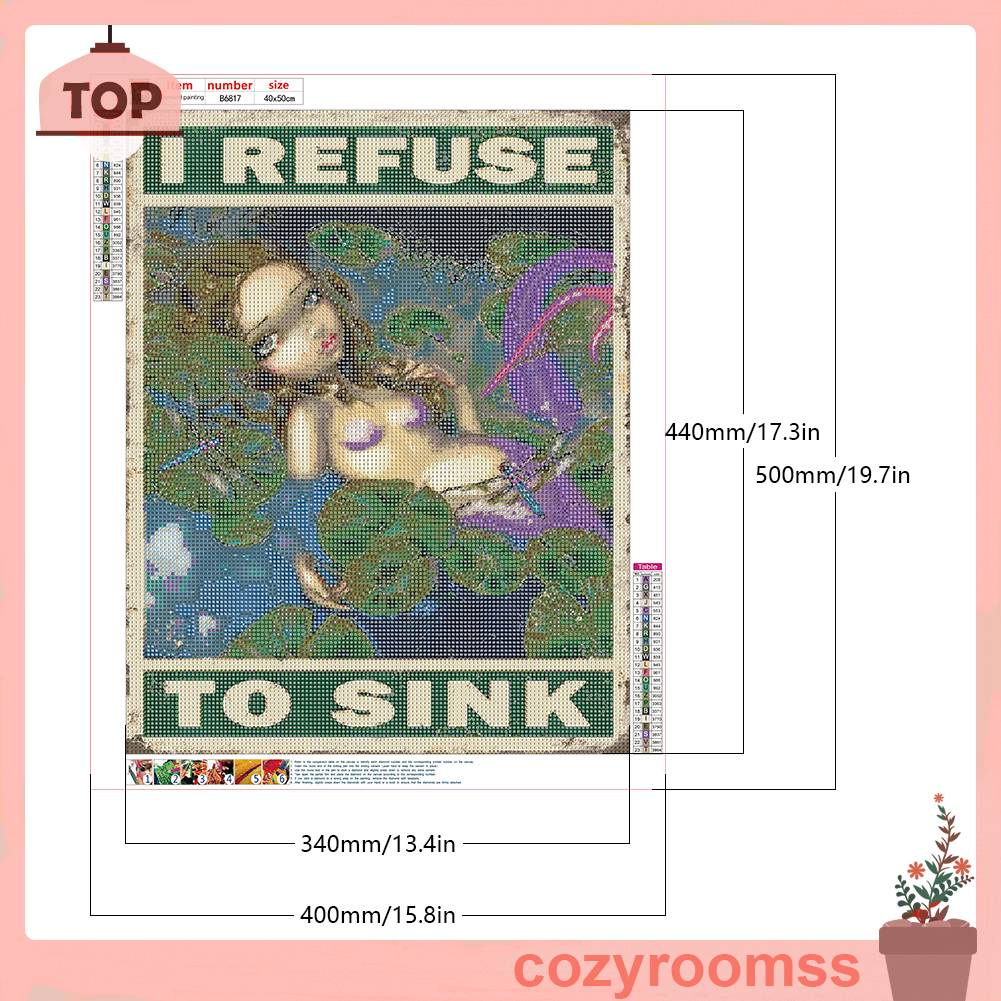 Bộ Tranh Đính Đá 5D Tự Làm Toàn Diện Hình Nàng Tiên Cá Trang Trí Nhà Cửa