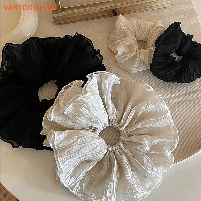 Dây Buộc Tóc Vải Cotton Hai Lớp Họa Tiết Hoa Thời Trang Cho Nữ