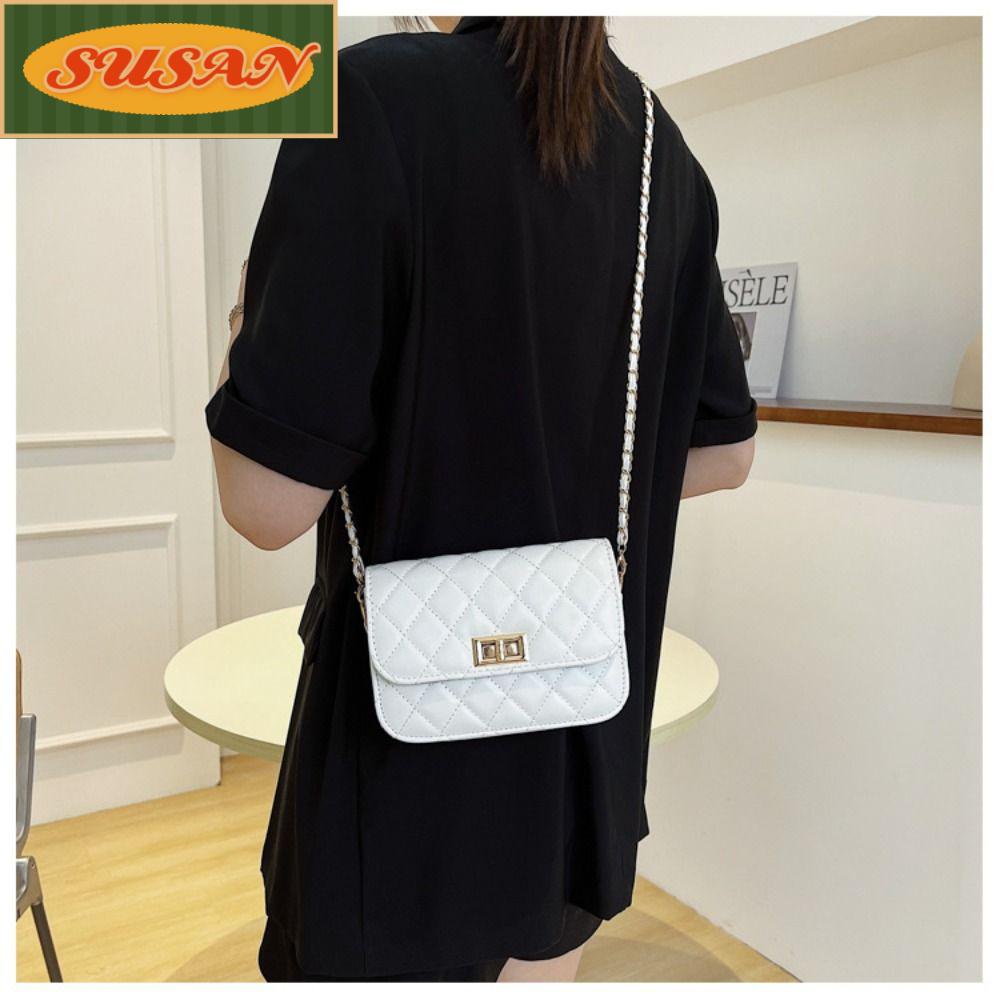 Túi Đeo Chéo Hình Vuông Nhỏ Màu Trơn Họa Tiết Kẻ Ô Thời Trang Cho Nữ