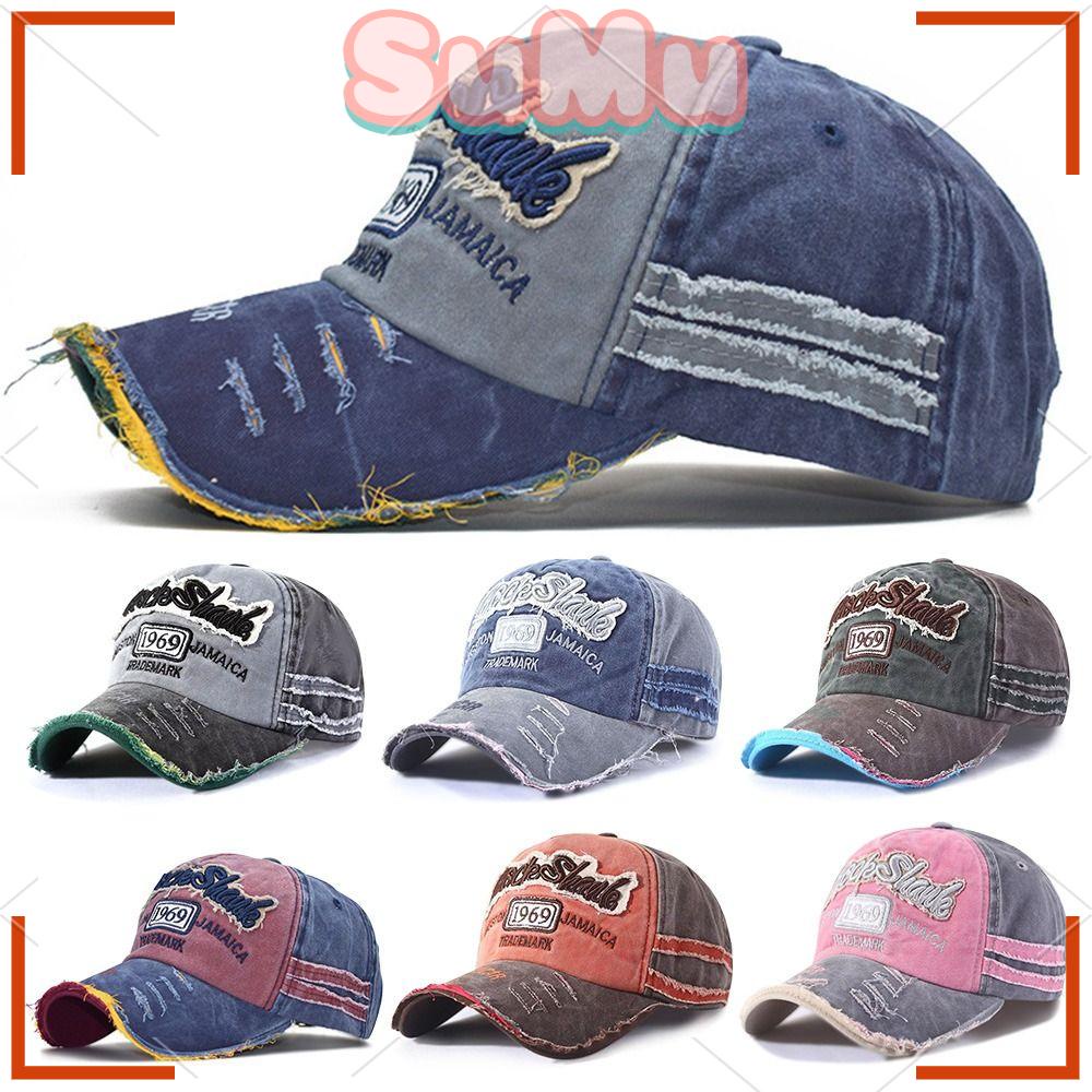 SUMU Mũ Lưỡi Trai Thêu Chữ Phong Cách Vintage Thời Trang