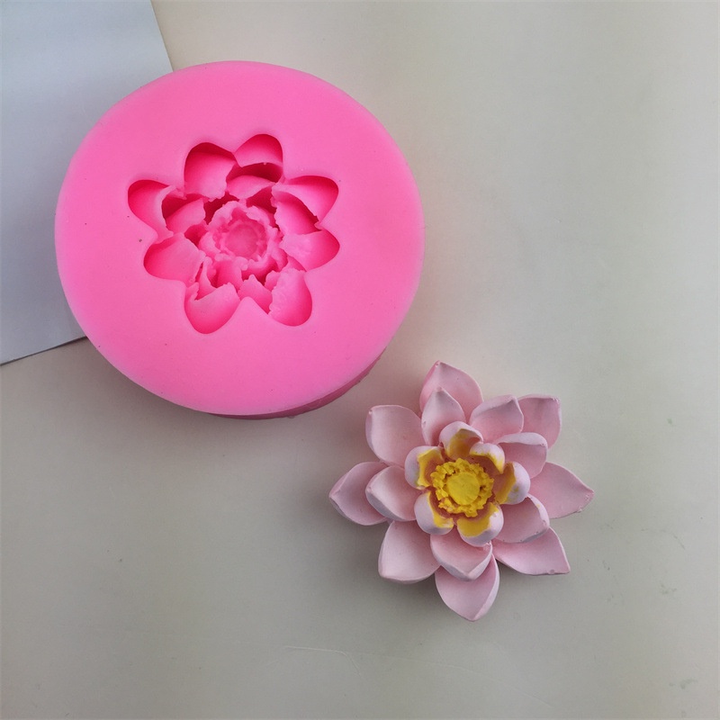 Khuôn Làm Bánh / Sô Cô La / Đá Viên / Nến Hình Hoa Sen 3D Bằng Silicone DIY