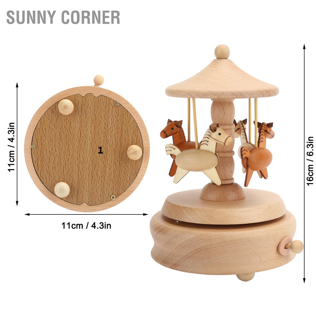 Sunny corner Có hàng sẵn Hộp Nhạc Dễ Thương Xoay Bằng Gỗ Thủ Công Quà Tặng Sinh Nhật Trang Trí Nhà Cửa