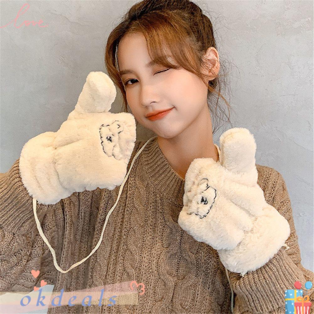 OKDEALS 1 Đôi Găng Tay Hở Ngón Thời Trang Mùa Đông Hàn Quốc Dành Cho Nữ