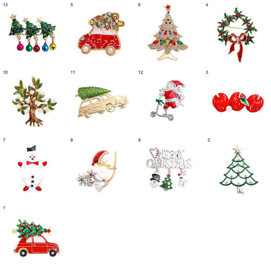 Ghim Cài Áo Hình Cây Thông Giáng Sinh Đính Đá Bằng Hợp Kim Chống Biến Dạng