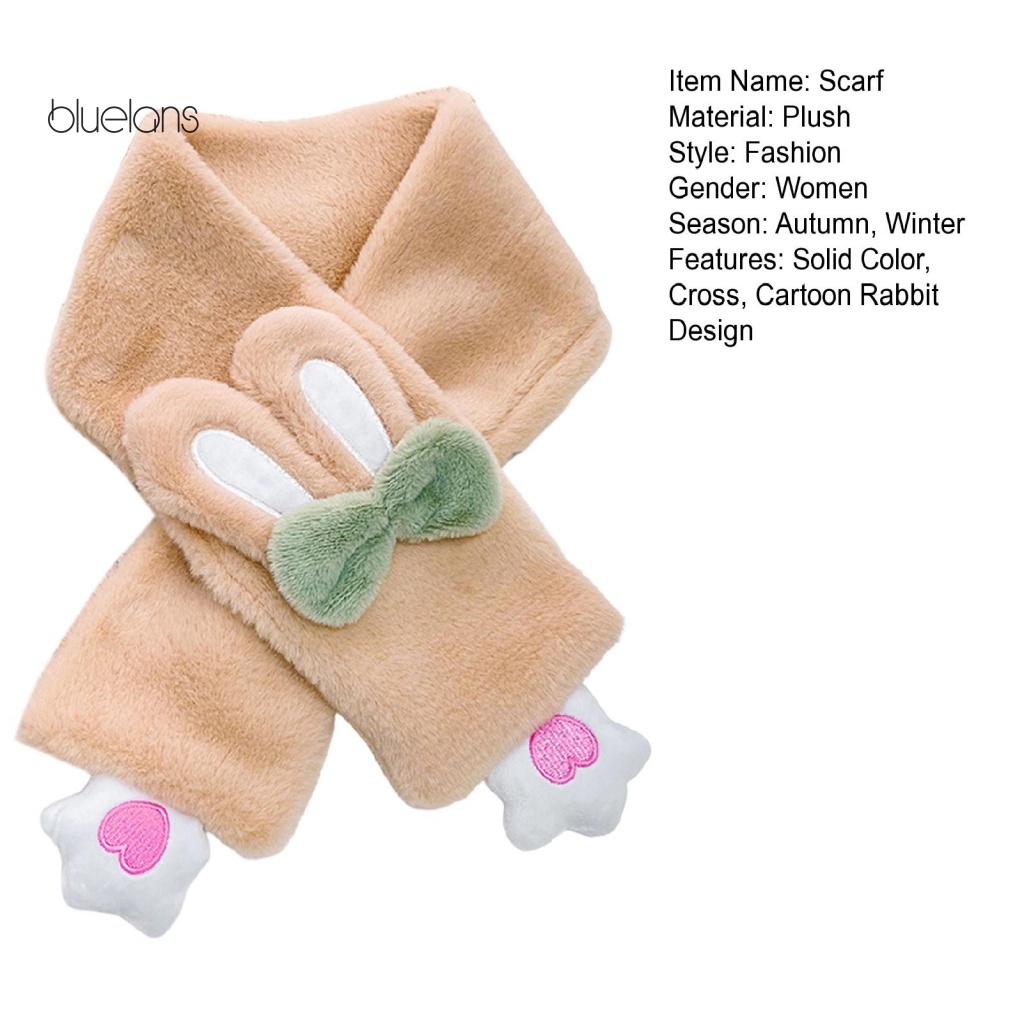Khăn Choàng Cổ Lông Nhung Họa Tiết Thỏ Hoạt Hình Thời Trang Thu Đông Cho Nữ
