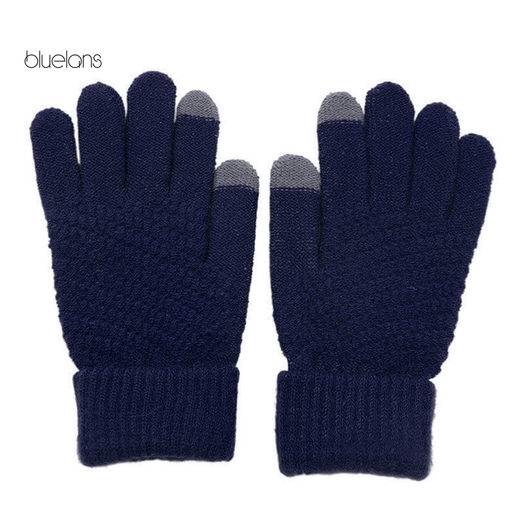 Găng Tay Đạp Xe Unisex Dệt Kim Dày Dặn Ấm Áp Chống Thấm Nước Có Thể Dùng Màn Hình