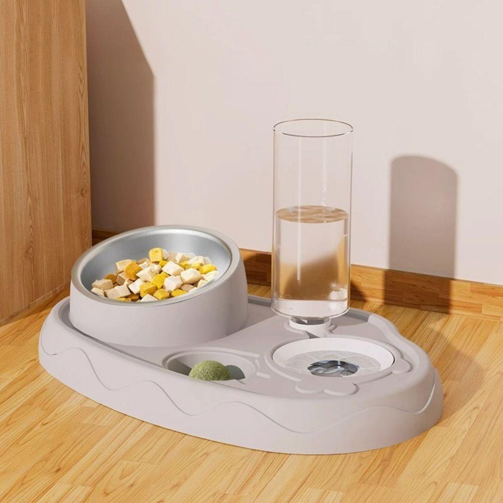 Bát Đựng Thức Ăn Tự Động Xoay 15 Độ Bằng Nhựa Và Thép Không Gỉ Cho Thú Cưng