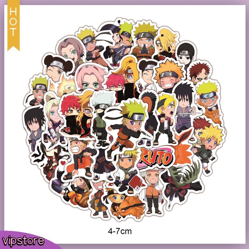 &lt;VIP&gt; Bộ 50 Miếng Dán Nhân Vật Hoạt Hình Naruto Tự Dính Lâu Trôi Đa Năng Có Thể Tháo Rời DIY