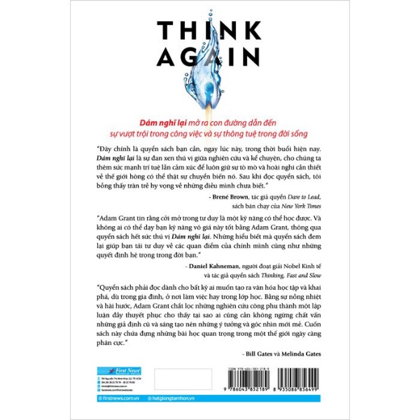 Sách: Think Again - Dám Nghĩ Lại - Sức Mạnh Của Việc Biết Mình Không Biết (First News)