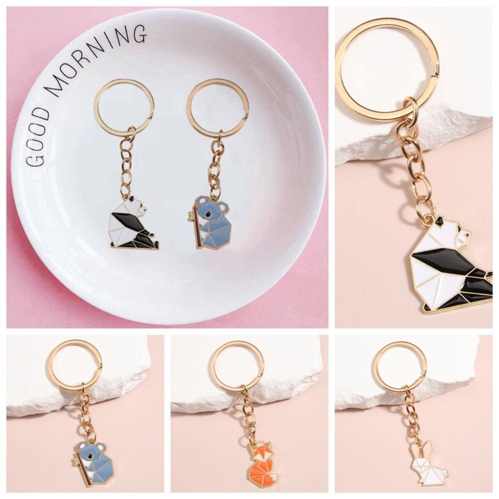 Móc Chìa Khóa Dạng Xếp Hình Gấu Trúc / Thỏ Koala Tráng Men Bằng Hợp Kim Kẽm Dễ Thương WMES15H