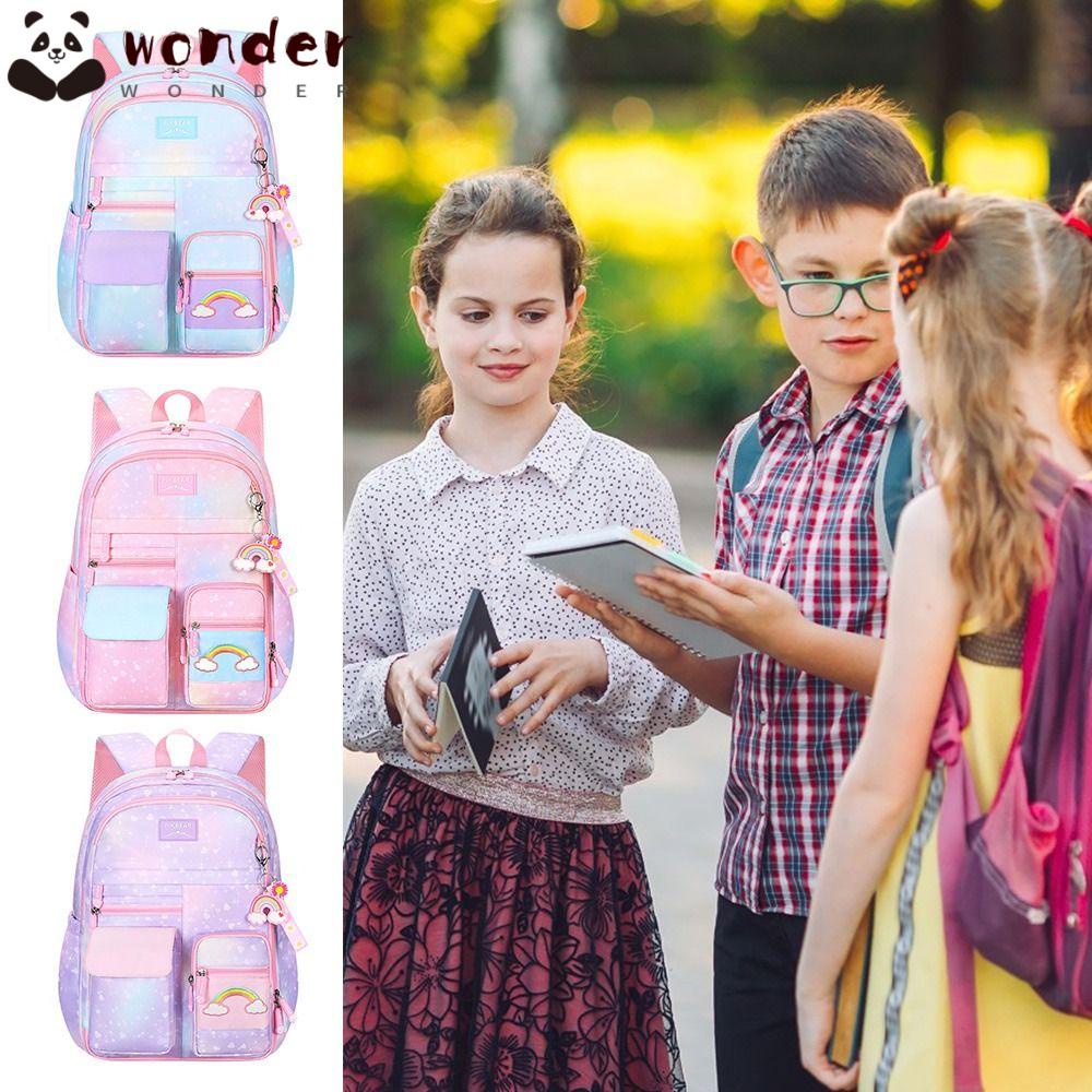 WONDER Ba Lô Nhiều Tầng Sức Chứa Lớn Siêu Nhẹ Màu Sắc Gradient Chất Lượng Cao Cho Học Sinh