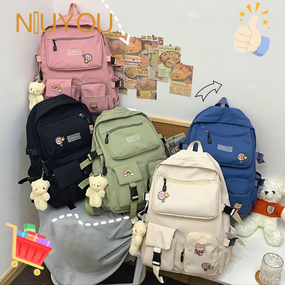 Ba Lô Đi Học / Du Lịch Màu Trơn Cỡ Lớn Thời Trang Cho Nữ