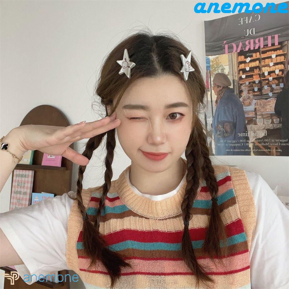 Kẹp Tóc Hình Mèo Hoạt Hình Kuromi Kitty Màu Bạc Cho Nữ