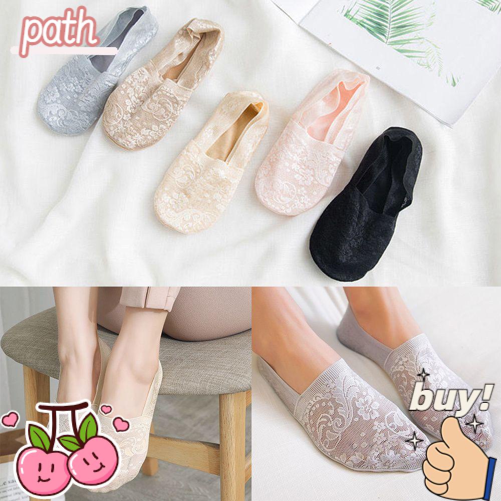 PATH Tất Cotton Cổ Thuyền Chống Trượt Phối Ren Thời Trang Cho Nữ