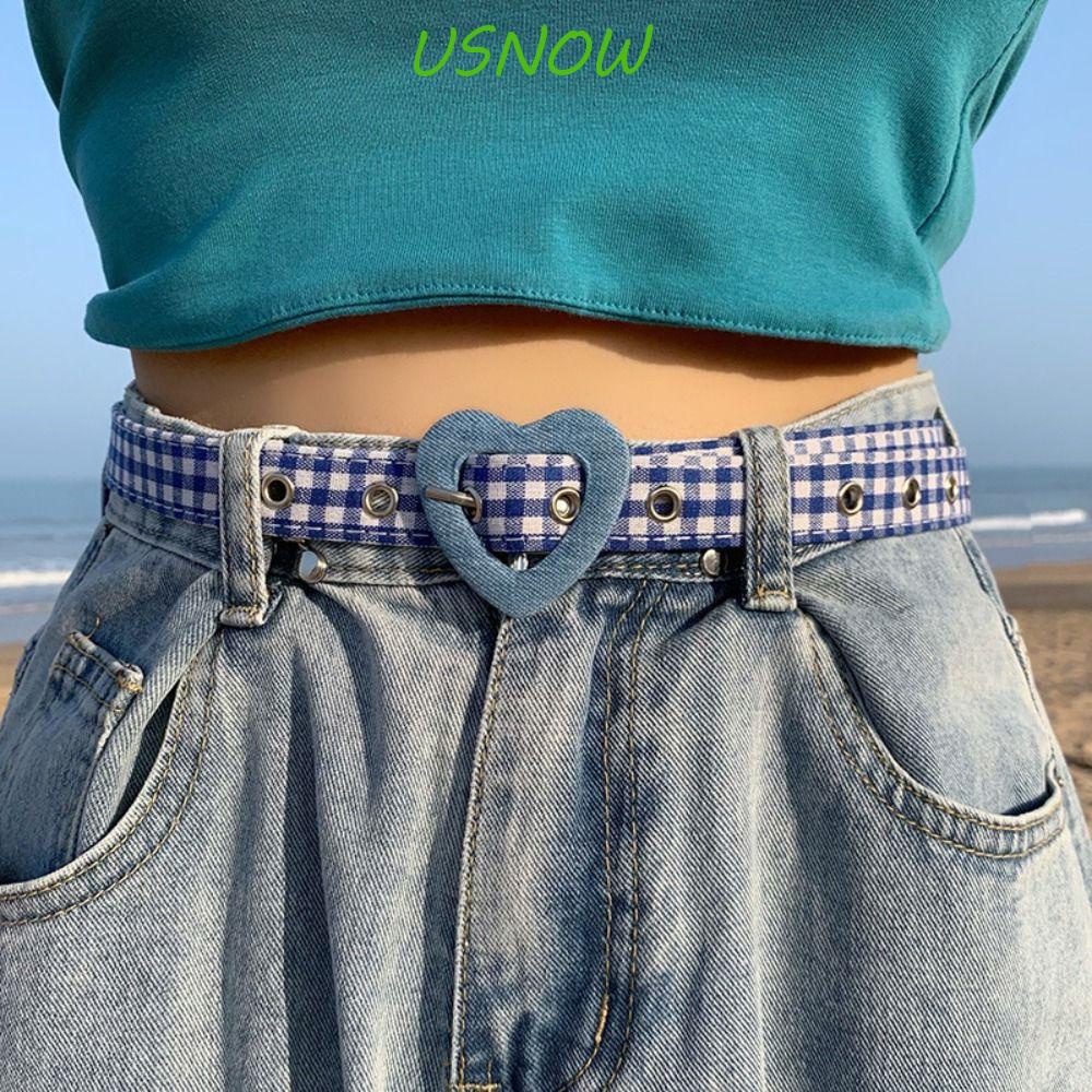 USNOW Thắt Lưng Mỏng Màu Trơn Khóa Trái Tim Đơn Giản Thời Trang Cho Nữ