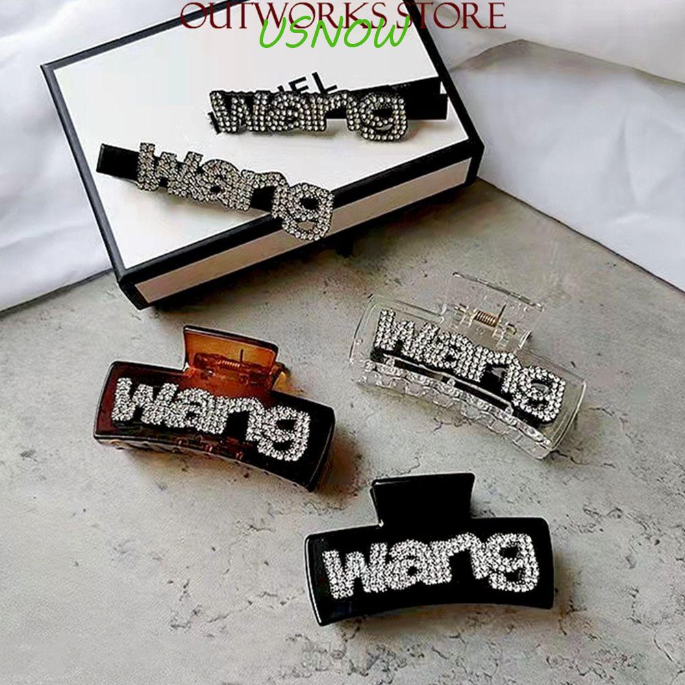 USNOW Kẹp Tóc Đính Đá Chữ Wang Đơn Giản Sáng Tạo Cho Nữ