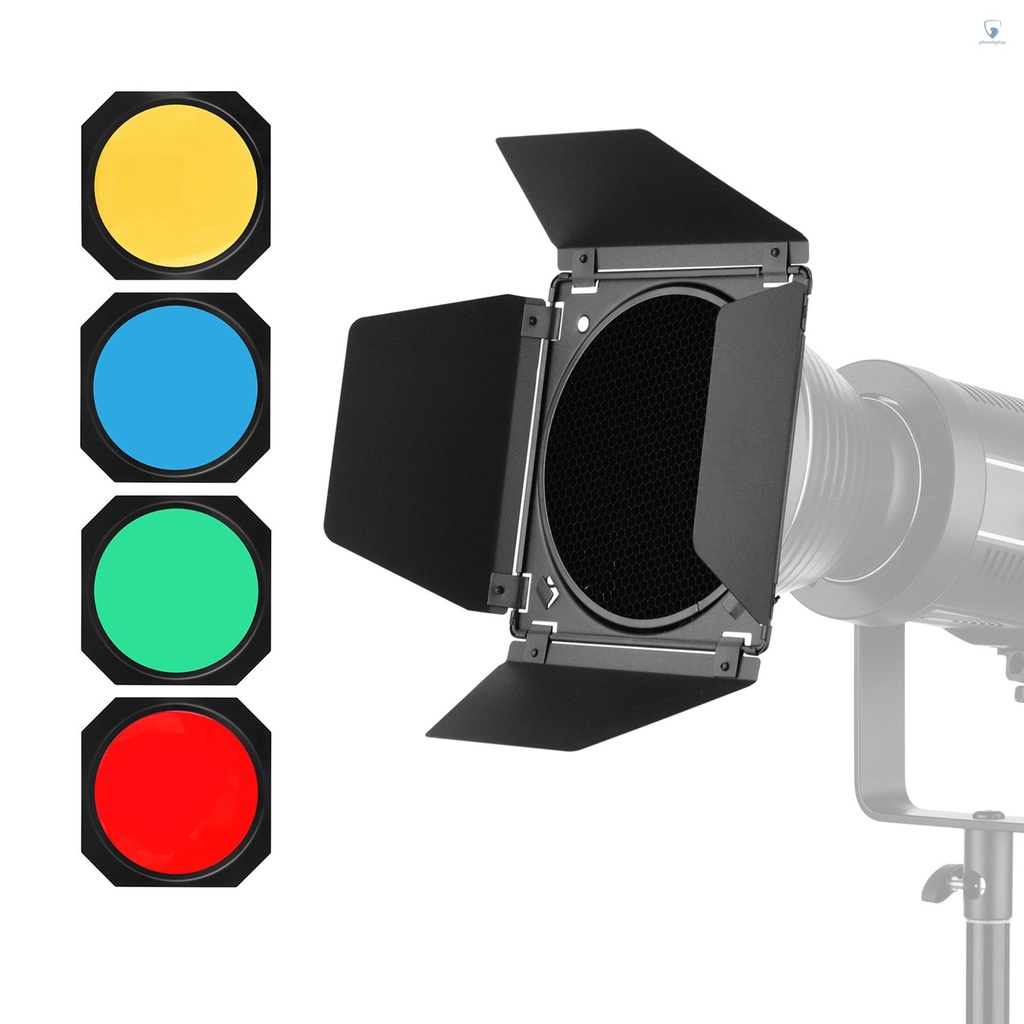 Barndoor 4 filter màu, lưới tổ ong, ngàm bowen