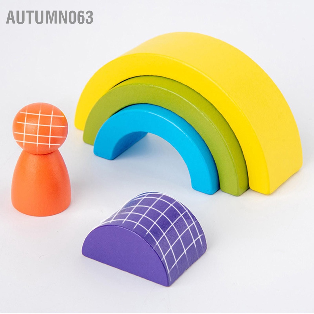 Autumn063 Đồ chơi xếp chồng bằng gỗ Arch cho trẻ mới biết đi Giáo dục đầy màu sắc Nhận