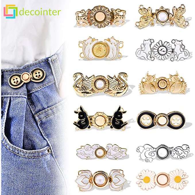 Khóa Thắt Lưng Quần Jean / Bạc / Vàng Tháo Rời Được Không Cần Khâu Họa Tiết Hoa Cúc