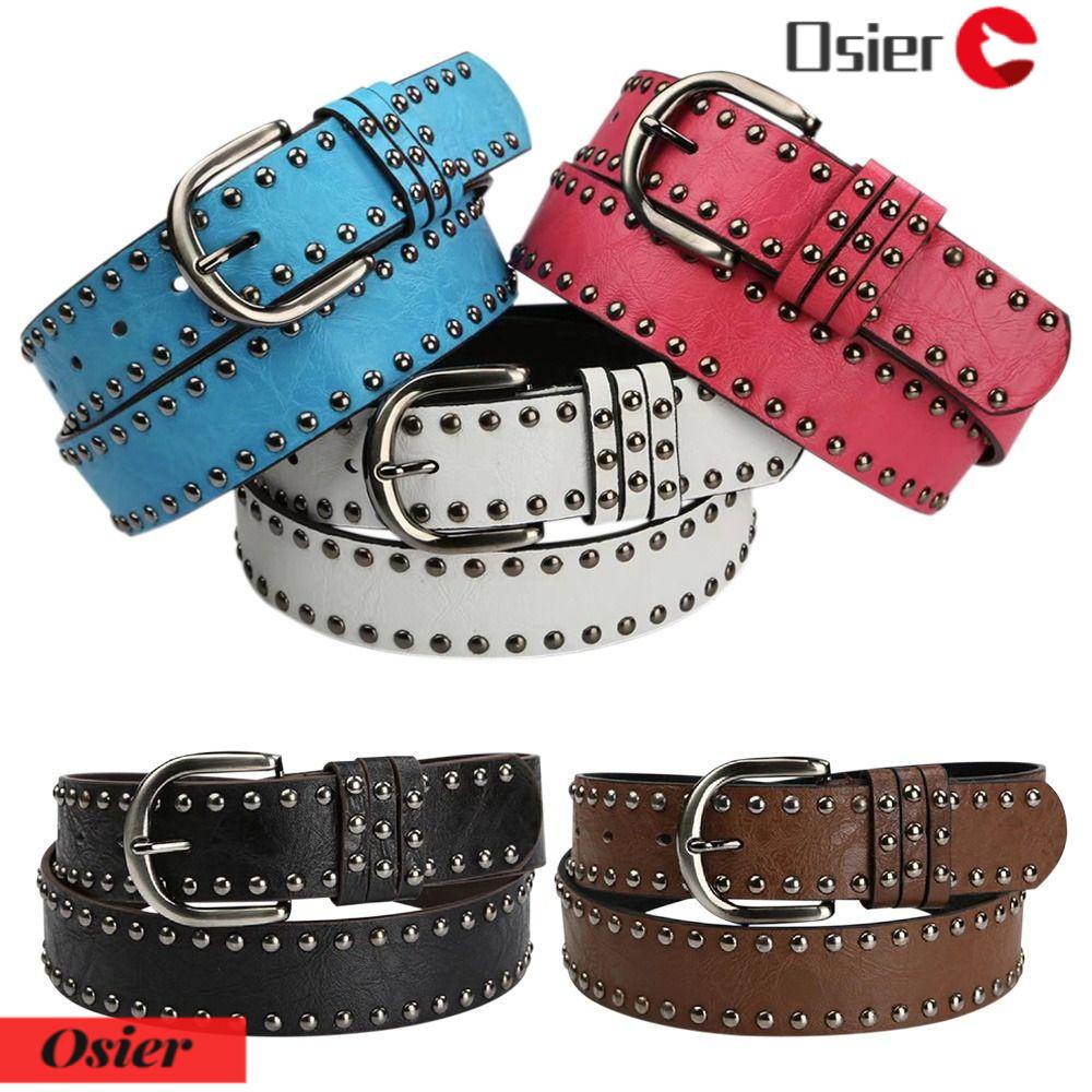 OSIER1 Thắt Lưng Da Đính Đinh Tán Phong Cách Gothic Thời Trang