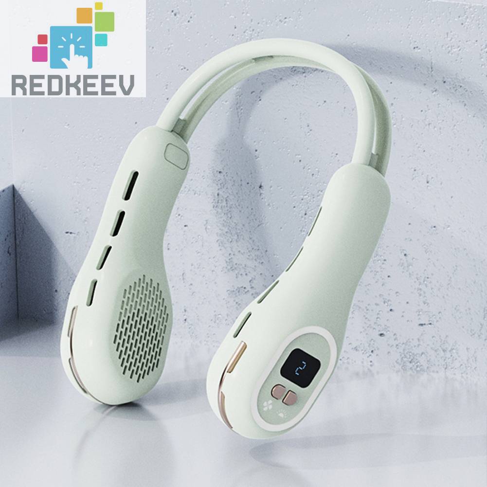 Quạt Điện Làm Mát Mùa Hè Đeo Cổ 3 Tốc Độ Màn Hình Kỹ Thuật Số Không