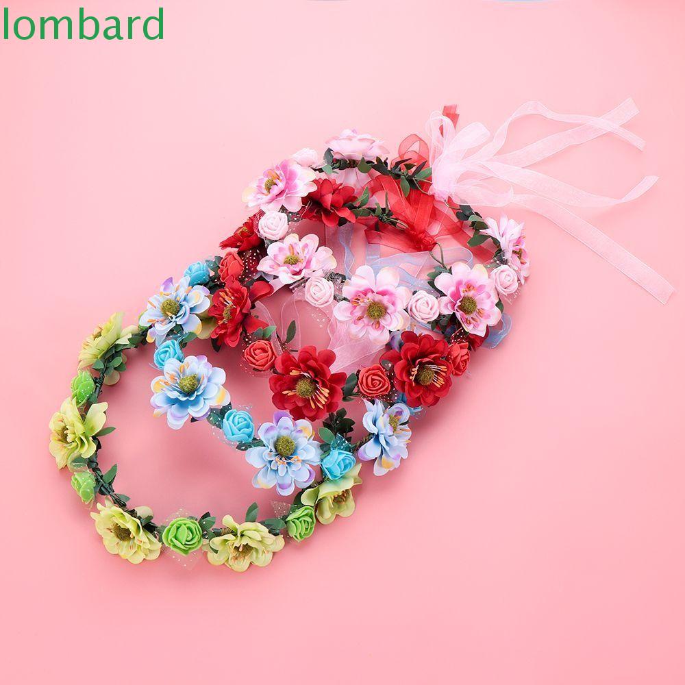 LOMBARD Cài Tóc Hình Vương Miện Đính Hoa Giả Thời Trang Cho Cô Dâu