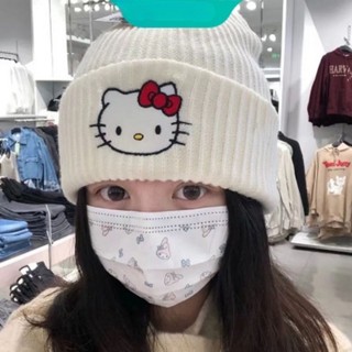 Cute Little Cat Embroidered Knitted Hat Girl's New Cute Cartoon Cat Woolen Hat Autumn and Winter Warm Hat Couple Pullover Hat