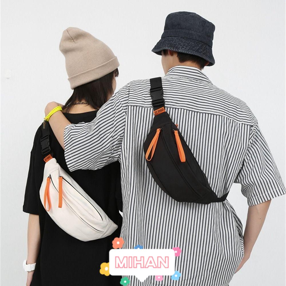 Túi Đeo Chéo Ngực Bằng Nylon Màu Trơn Đa Dạng MIHAN1 Dành Cho Nam Nữ