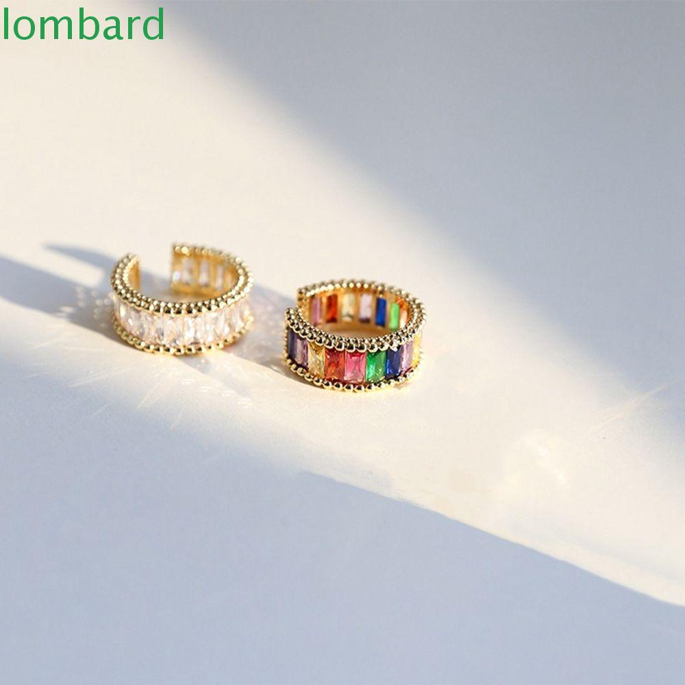 LOMBARD Nhẫn Hở Đính Đá Màu Cầu Vồng Sang Trọng Cho Nữ