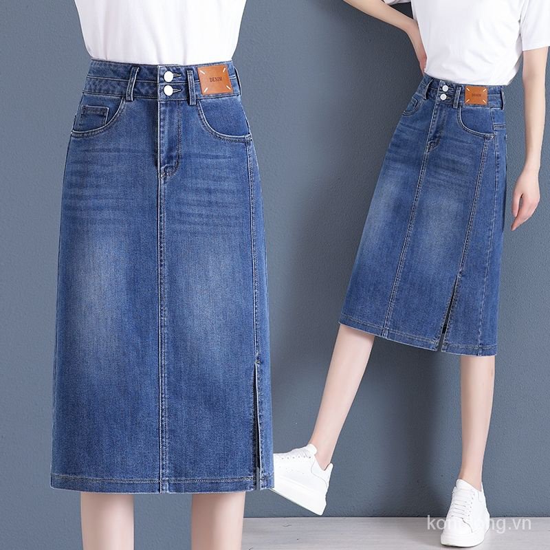  Chân Váy Denim Chữ a Lưng Cao Xẻ Tà Mùa Hè Dễ Phối Đồ