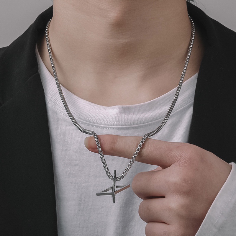 Ygt Rendy Vòng cổ Mặt Tam Giác / Vuông Bằng Thép Không Gỉ Xếp Chồng Lên Nhau Phong Cách Hip Hop Đường Phố