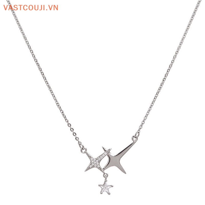 Vòng cổ Mặt Chữ Thập Đính Đá Pha Lê Ngôi Sao Đơn Giản Thời Trang Cho Nữ
