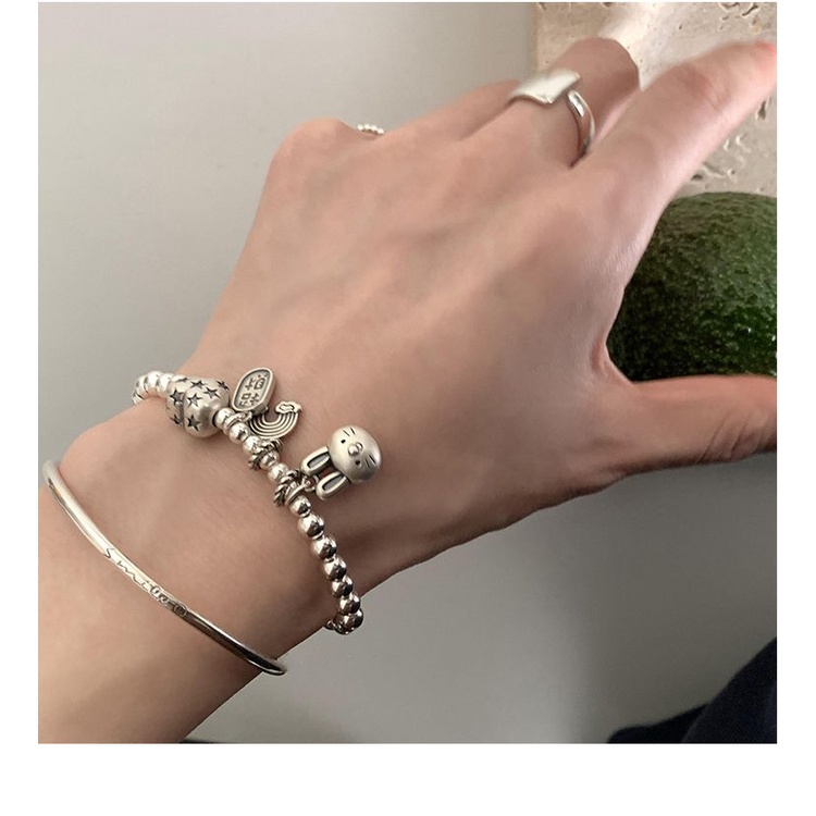 Vòng Đeo Tay Bạc Sterling Thiết Kế Hình Thỏ Tre Nhẹ Sang Trọng Làm Quà Tặng Cho Bạn Gái Haobing boutiqu