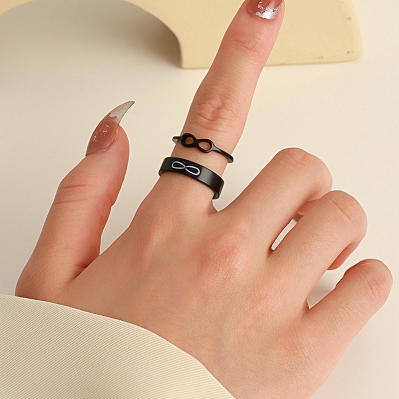 Ygt Bộ 2 Nhẫn Hình Số 8 May Mắn Dạng Mở Có Thể Điều Chỉnh Dành Cho Cặp Đôi