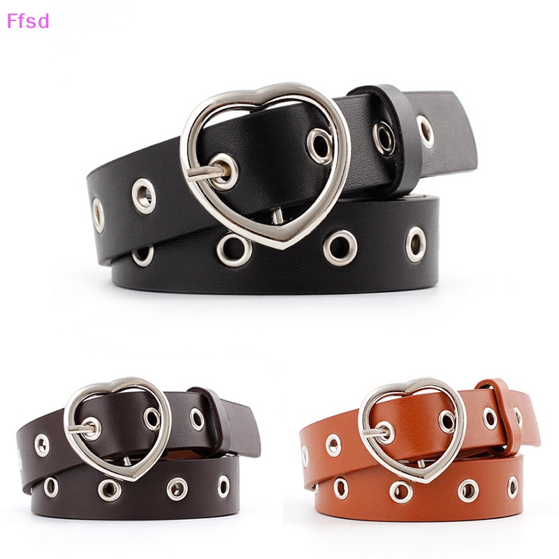 Thắt Lưng Da Khóa Kim Loại Hình Trái Tim Phong Cách Punk Cho Nữ