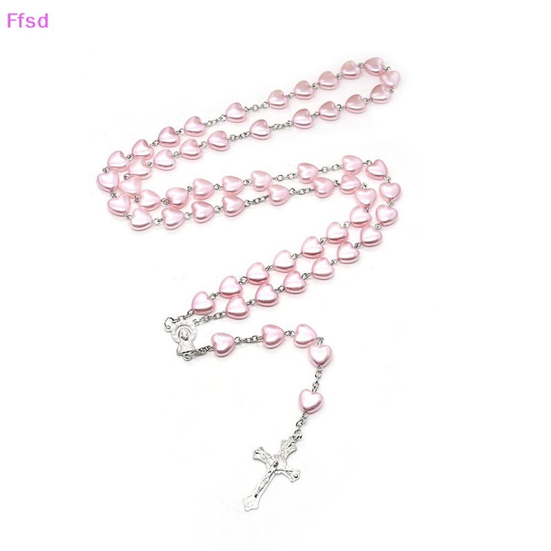 {Ffsd} Vòng cổ Chuỗi Hạt Hình Thánh Giá Màu Hồng Thời Trang Làm Quà Tặng Tôn Giáo