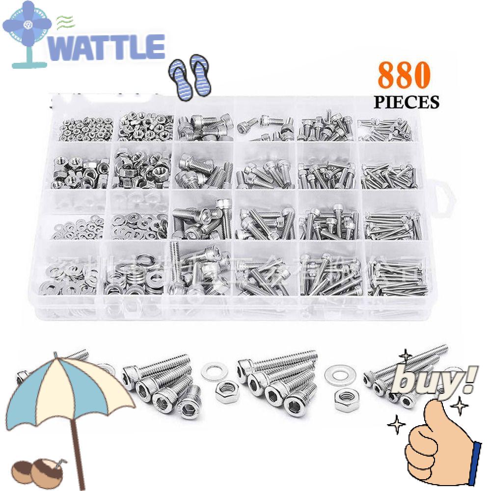 WTTLE Bộ 880 Ốc Vít Lục Giác M2 / 3 / 4 / 5 Bằng Thép Không Gỉ 304 Chuyên Dụng Cho Tay Nắm Cửa